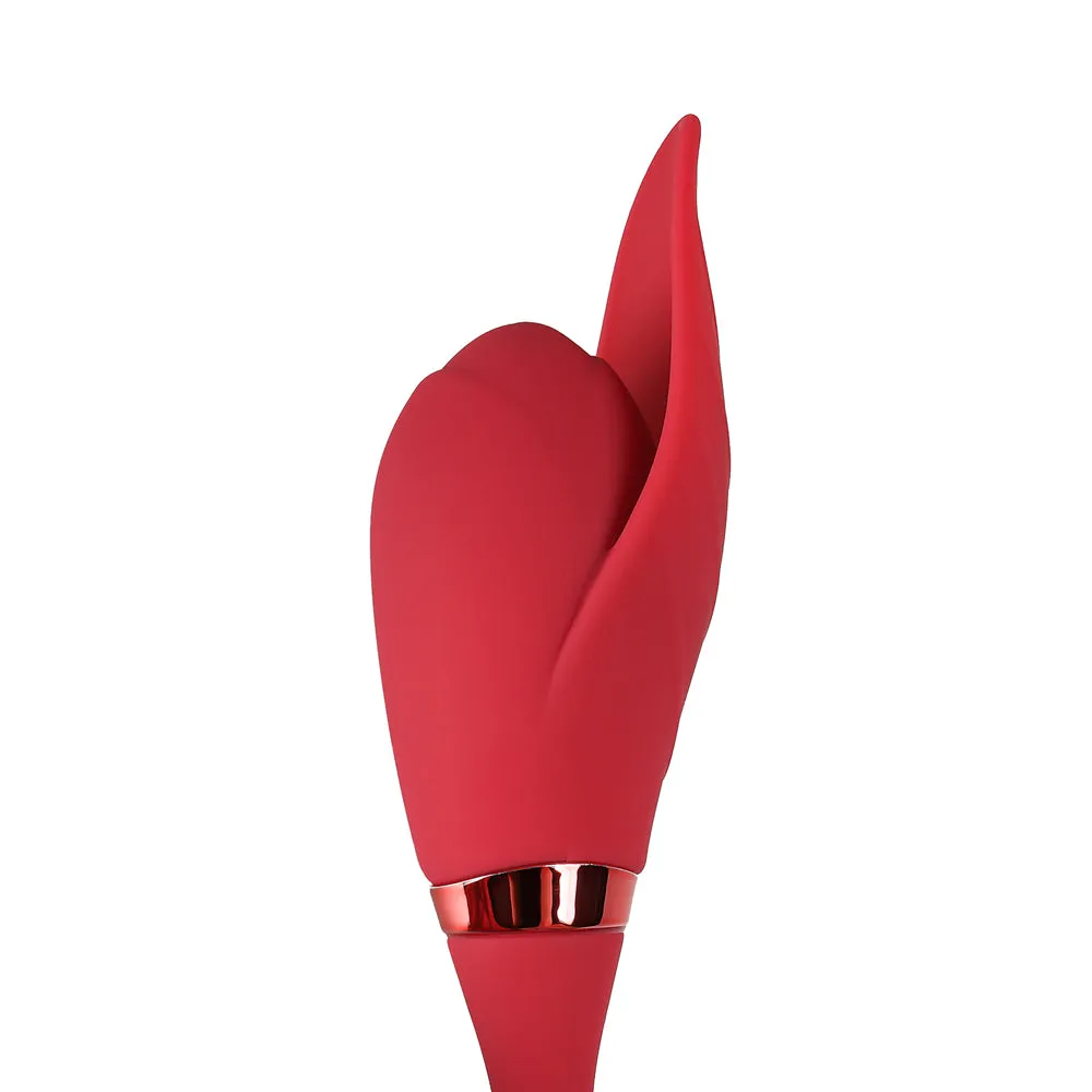 10-Speed Red Color Silicone Rose Sucking Vibrator with Vibrating Egg