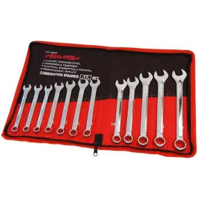 12pc Combination Spanner Set Chrome Vanadium Steel Polished 10-19mm   Tool Roll