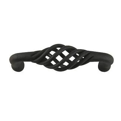 3 3/8 Inch (3 Inch c-c) Wrought Steel Lafayette Fixed Pull (Matte Black Finish)