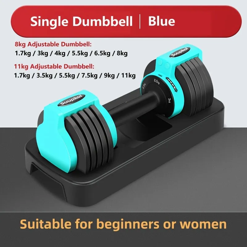 3-in-1 Adjustable Dumbbell Set (7.4 - 48 Lbs) - Space-Saving Home Gym Equipment for Dumbbells, Barbell, Kettlebells & Push-Up Training