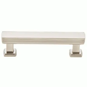 4 3/8 Inch (3 1/2 Inch c-c) Solid Brass Art Deco Pull (Brushed Nickel Finish)