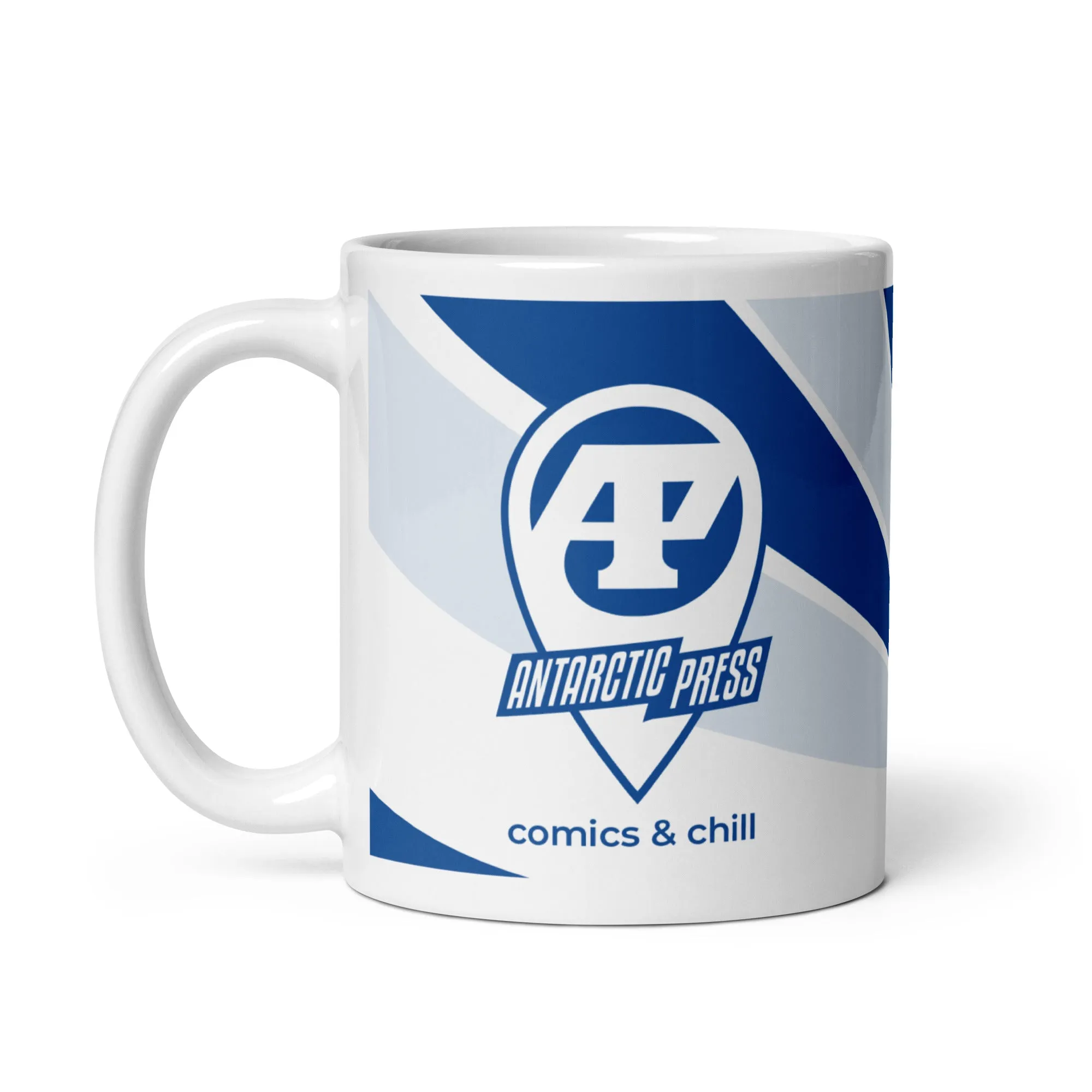 Antarctic Press New Logo White glossy mug