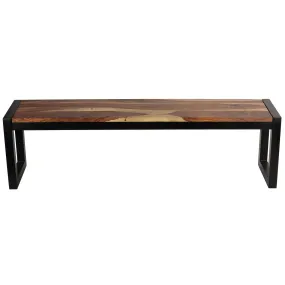 Bare Decor Delia Wood Dining Bench with Metal Base