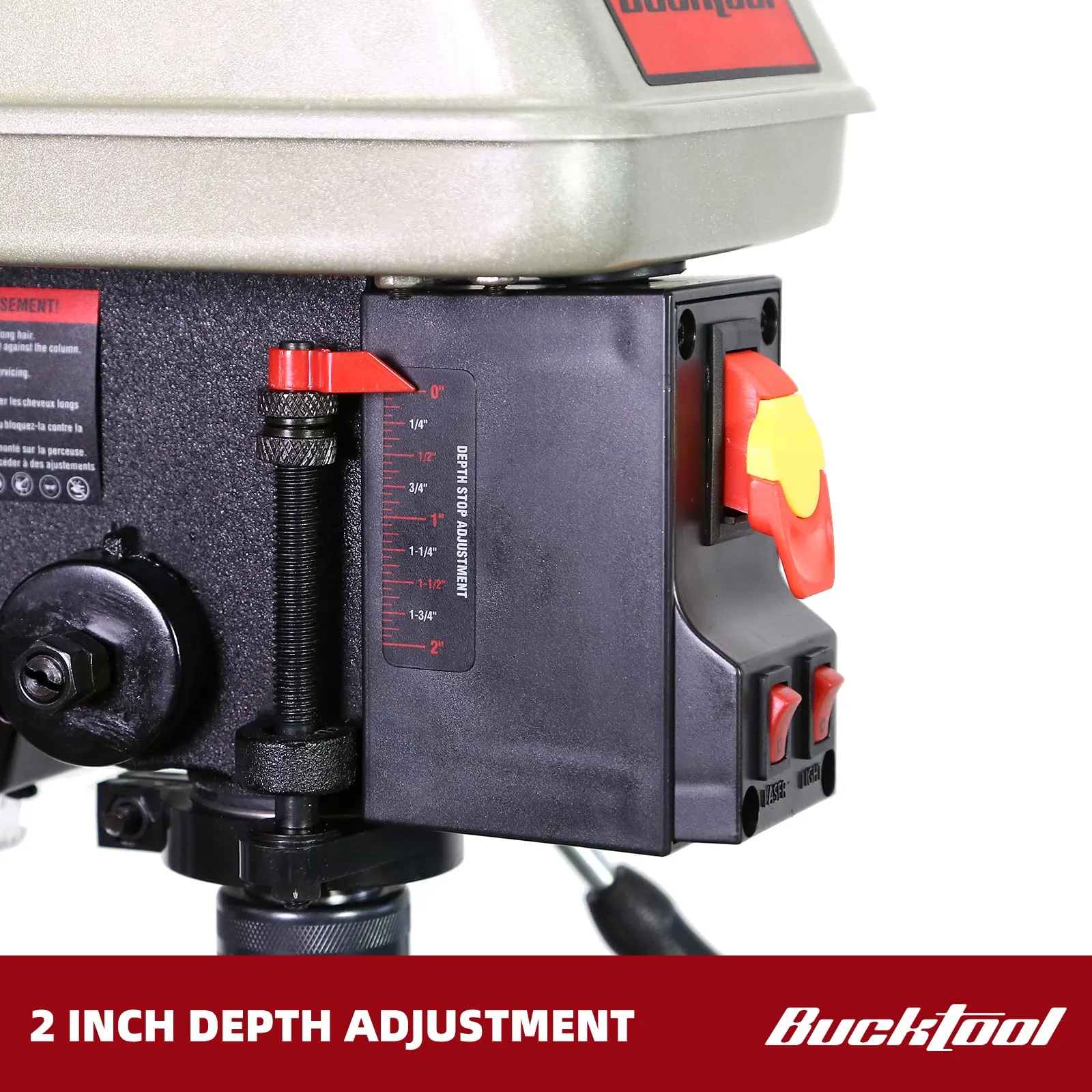 BUCKTOOL 10-Inch Drill Press 6.0 Amp 3/4 HP Bench Drill Press 5-Speed Benchtop Drilling Machine with LED Work Light