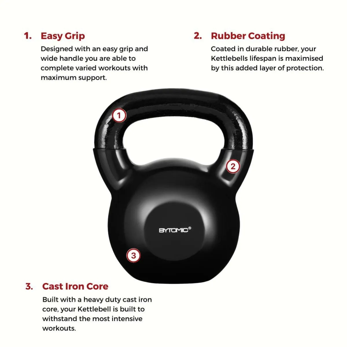 Bytomic Rubber Coated 8kg Kettlebell