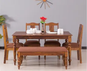 Calgary Solid Wood Six Seater Dining Set With Bench