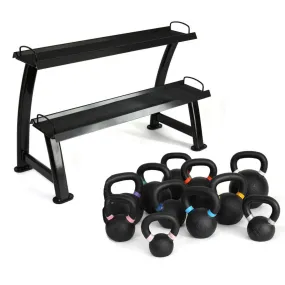 Cast Iron Kettlebell Set 120kg with Storage Rack