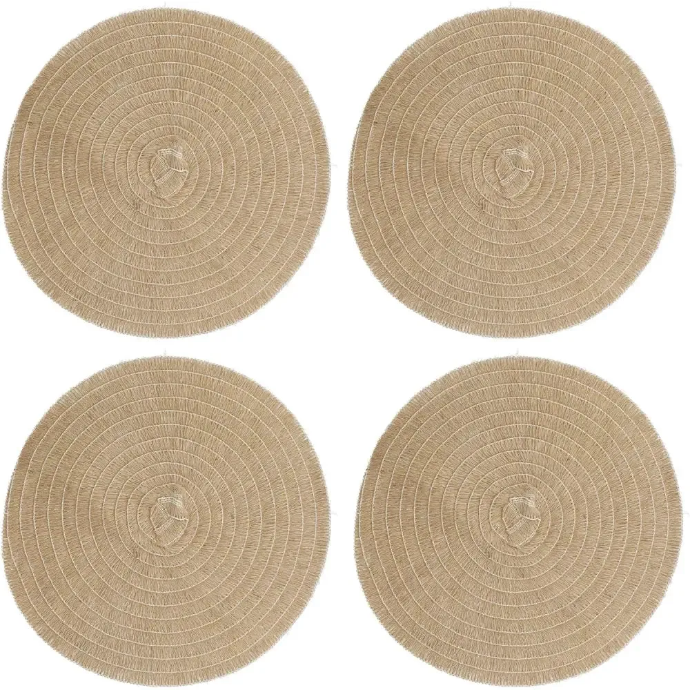 Creative Tops Set of 4 Jute Placemats, Natural Hessian Round Table Mats, 38cm