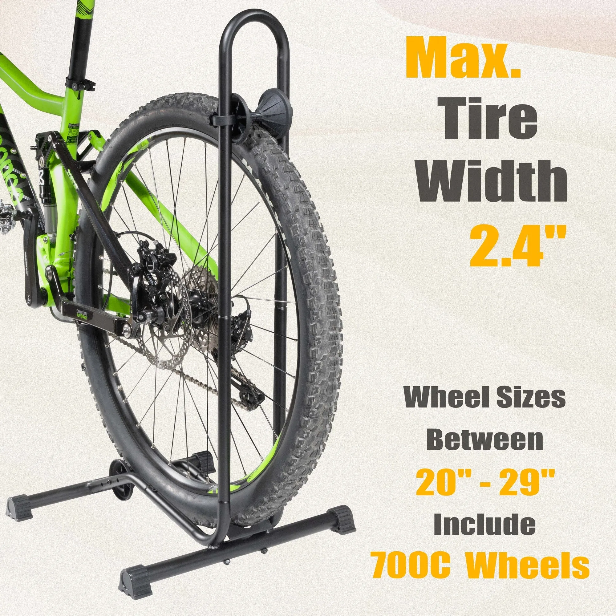 CyclingDeal Bike Floor Stand Parking Rack - for 20"-29" Mountain MTB & Road Bikes with Tire Width up to 2.4" or 5" Fat Bike - Bicycle Indoor Outdoor Garage Storage - Max Tire Width 2.4” for 2 Bikes