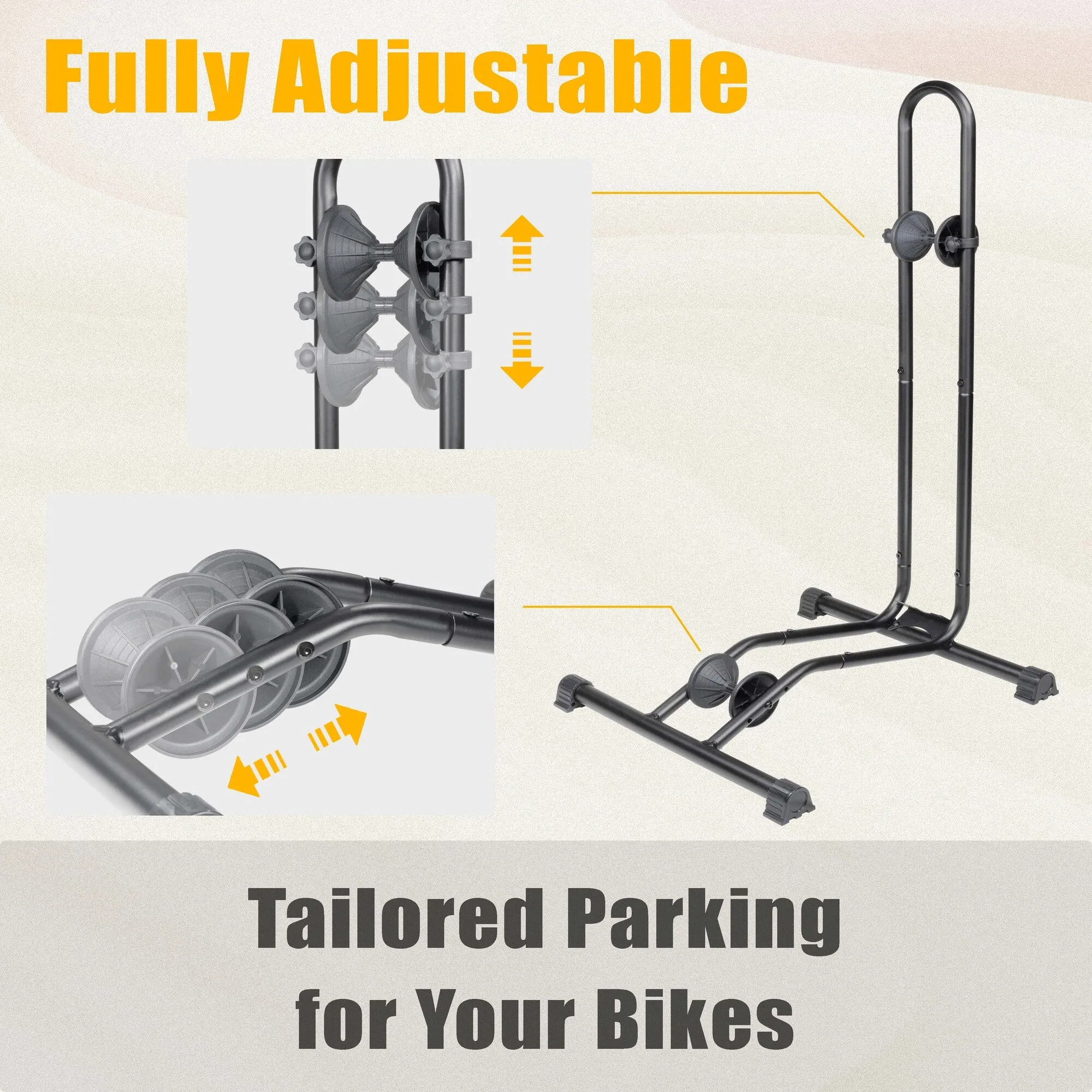 CyclingDeal Bike Floor Stand Parking Rack - for 20"-29" Mountain MTB & Road Bikes with Tire Width up to 2.4" or 5" Fat Bike - Bicycle Indoor Outdoor Garage Storage - Max Tire Width 2.4” for 2 Bikes