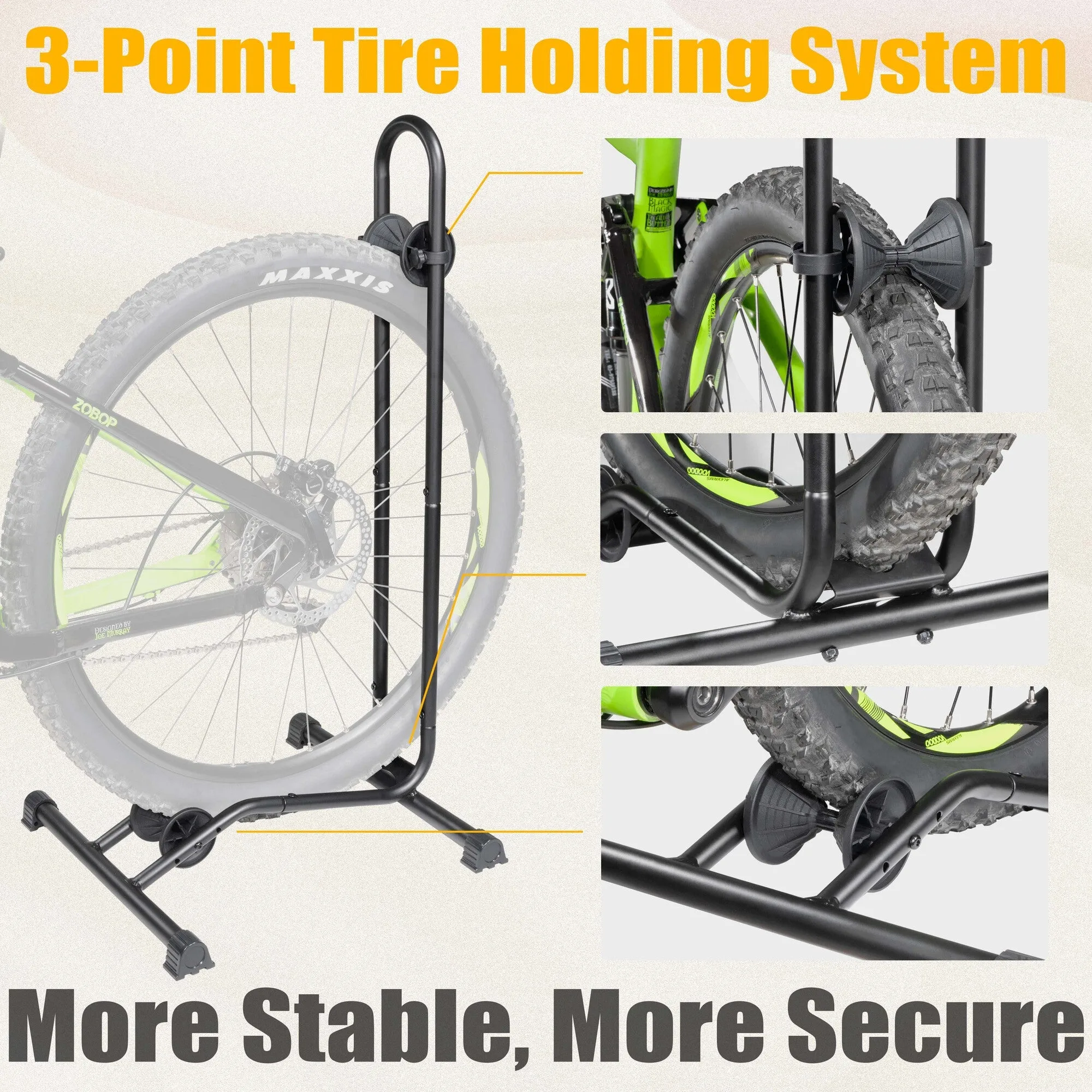 CyclingDeal Bike Floor Stand Parking Rack - for 20"-29" Mountain MTB & Road Bikes with Tire Width up to 2.4" or 5" Fat Bike - Bicycle Indoor Outdoor Garage Storage - Max Tire Width 2.4” for 2 Bikes