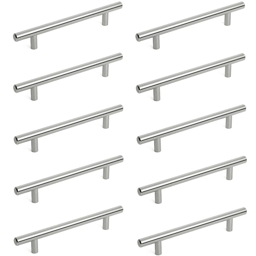 Diversa Brushed Satin Nickel Euro Style 5" (128mm) Cabinet Bar Pull - 10 PACK