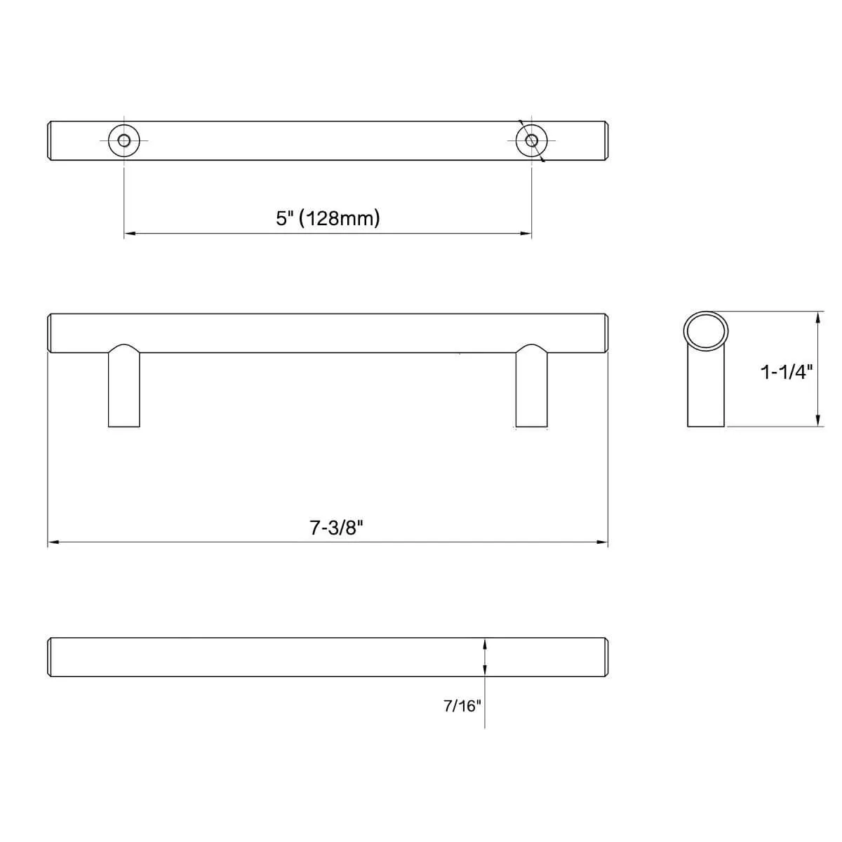 Diversa Brushed Satin Nickel Euro Style 5" (128mm) Cabinet Bar Pull - 10 PACK