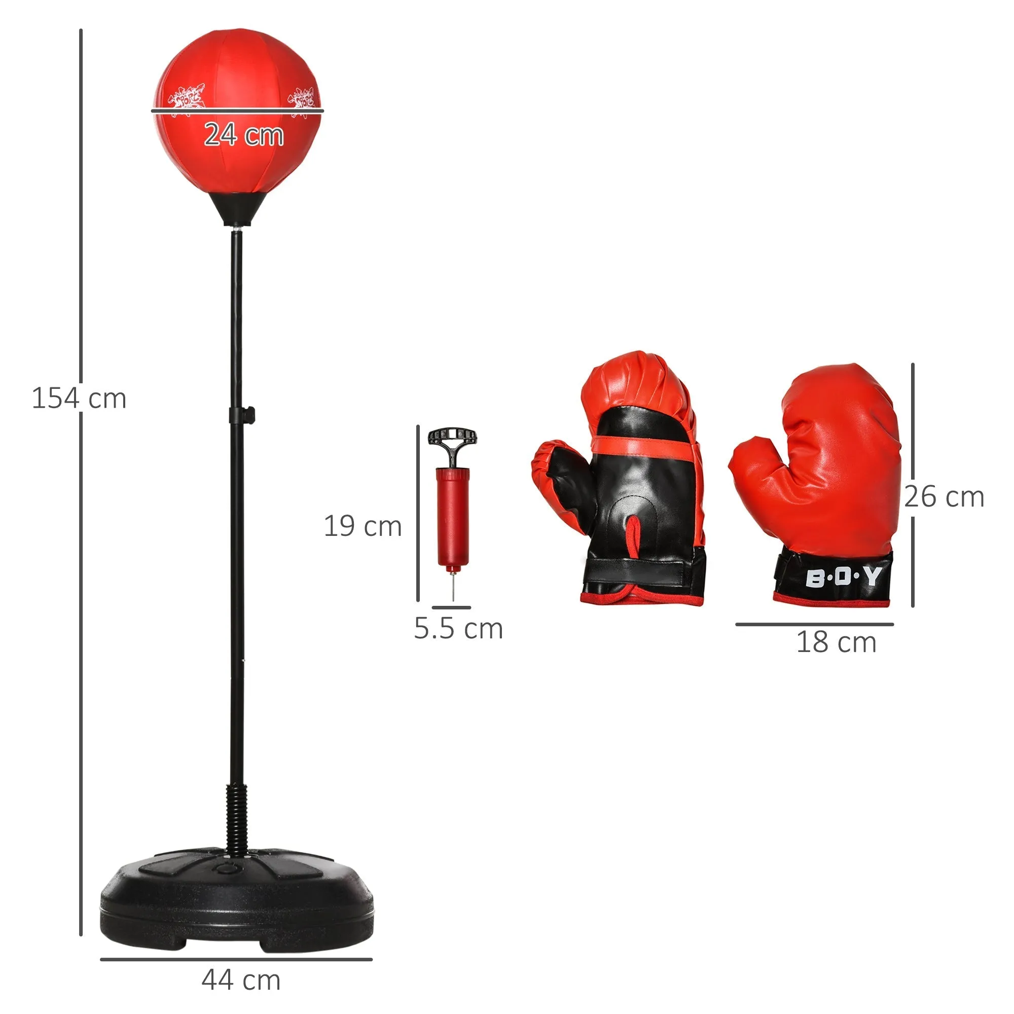 Free Standing Punching Ball Speed Boxing Bag with Gloves and Inflator for Kids