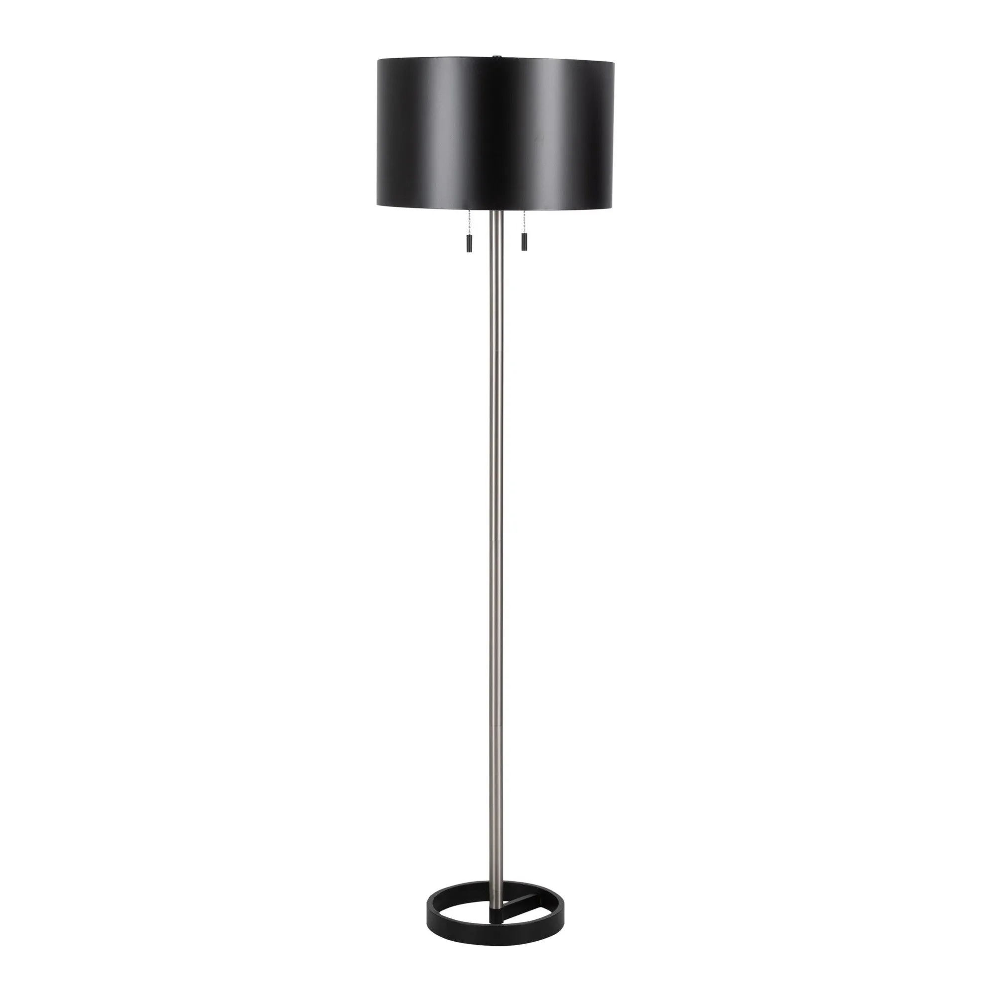 Hilton Contemporary Table Lamp in Nickel with Black Metal Shade by LumiSource