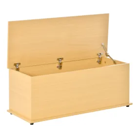 HOMCOM Wooden Storage Box with Lid - Versatile Toy Chest, Bench Seat, and Blanket Trunk in Burlywood