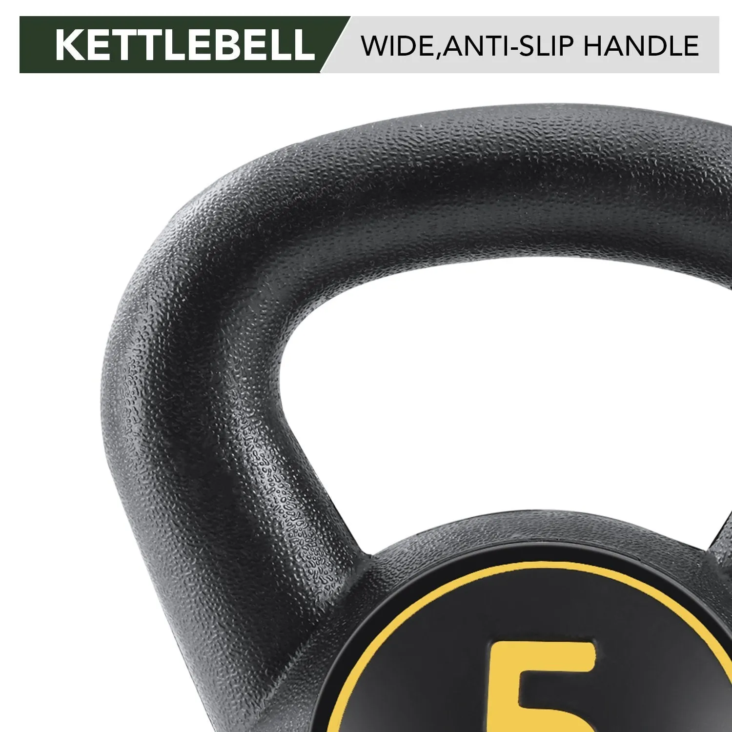 Kettlebell Set 3-Piece Wide Handle HDPE Coated 5lb, 10lb, 15lb Weights Kettlebells with Storage Rack Exercise Fitness for Strength Training Home Gym