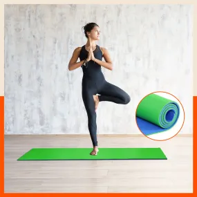 Kriya Classic Yoga Mat | Ink Blue & Lime Green (Size: 24” x 72” Thickness: 8mm)