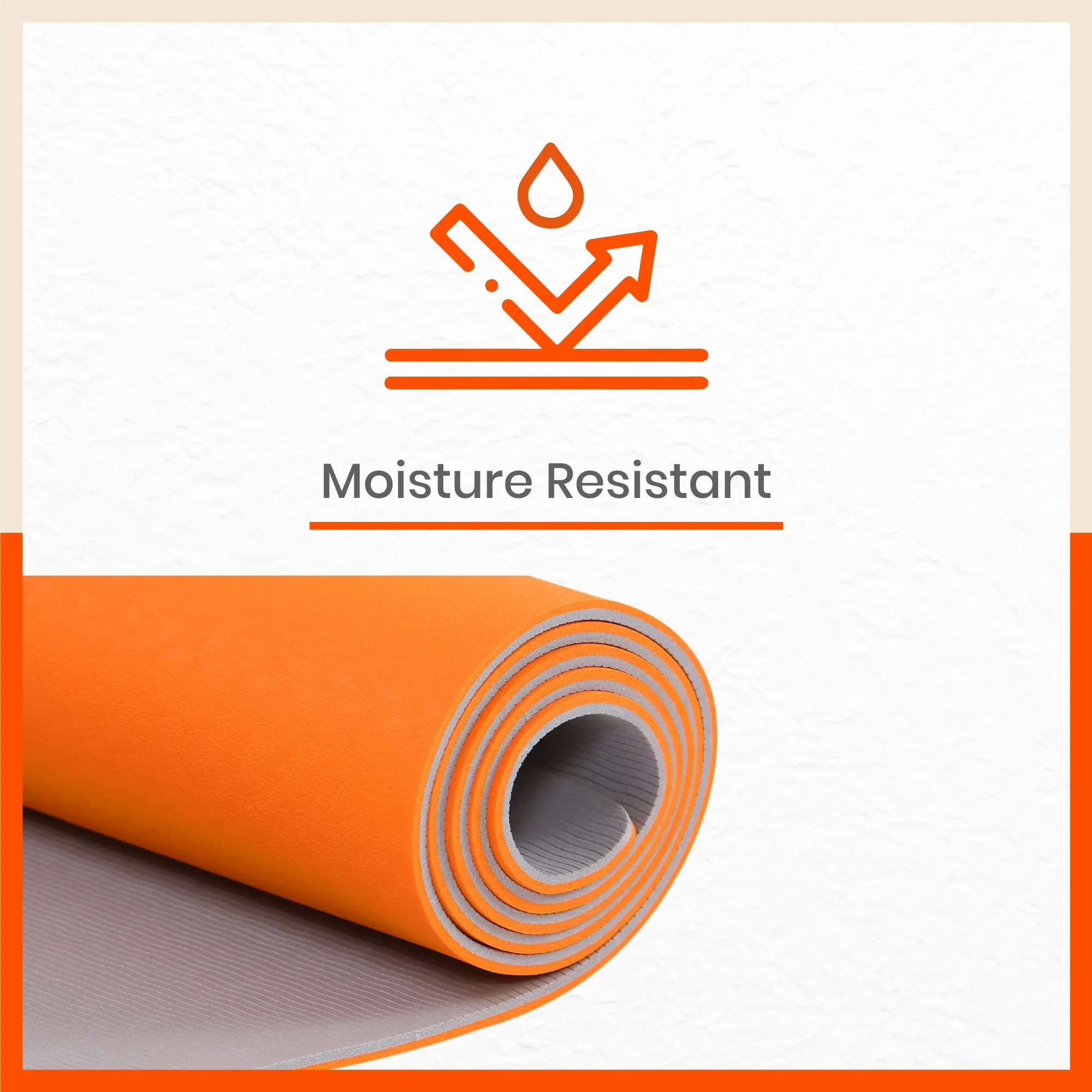 Kriya Classic Yoga Mat | Orange & Grey (Size: 24” x 72” Thickness: 6mm)