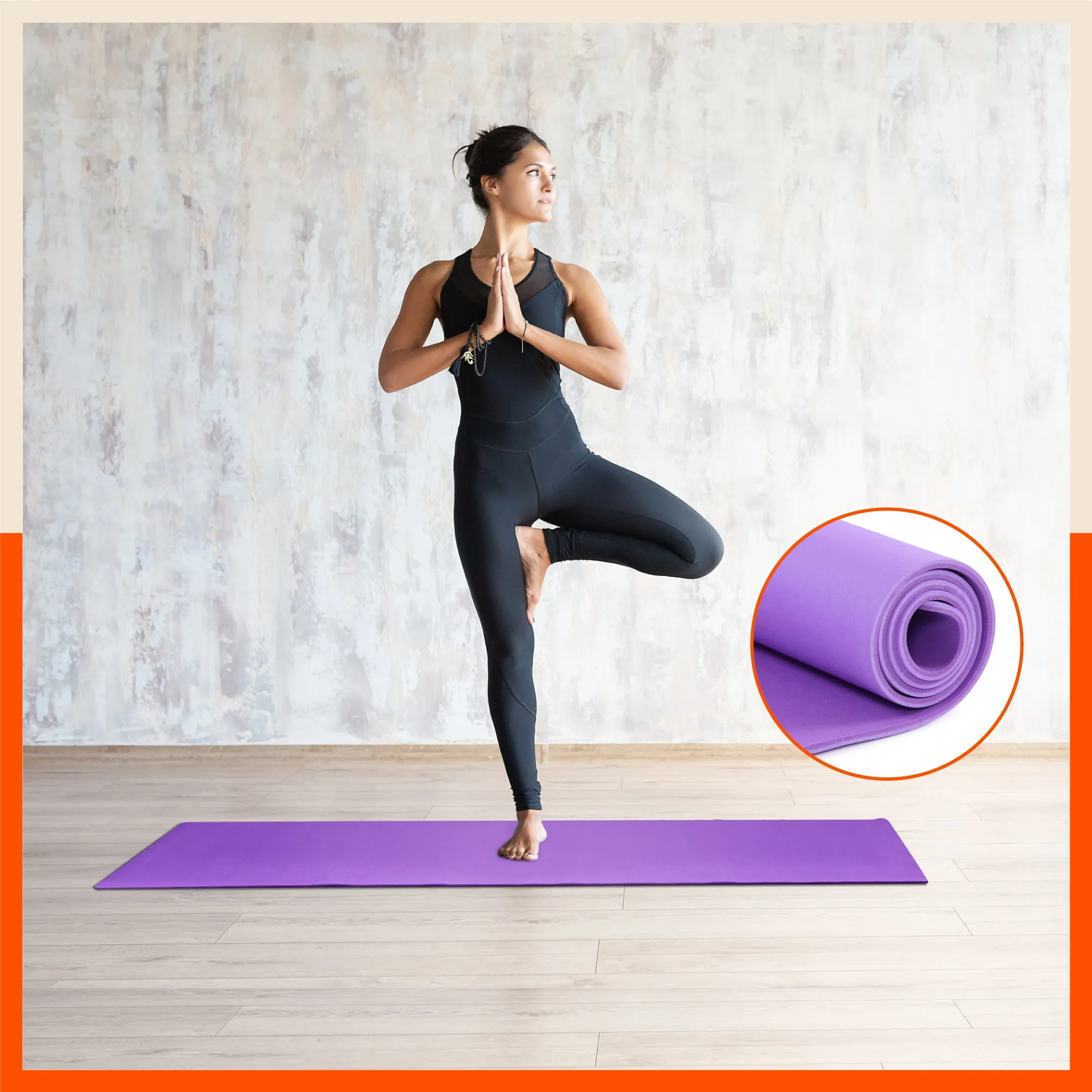 Kriya Classic Yoga Mat | Purple & Mauve (Size: 24” x 72” Thickness: 8mm)