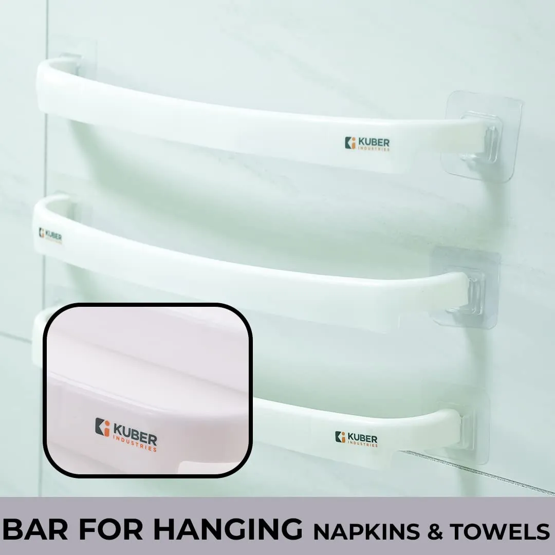 Kuber Industries Towel Hanger for Bathroom|Wall Mounted Cloth Hanger|Multipurpose Cloth & Napkin Holder | Self-Adhesive DIY Installation|Bathroom & Kitchen Organizer | Pack of 6 | White