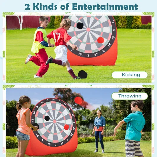 Large Dart Board for Kids With 4 Kick Balls-Red