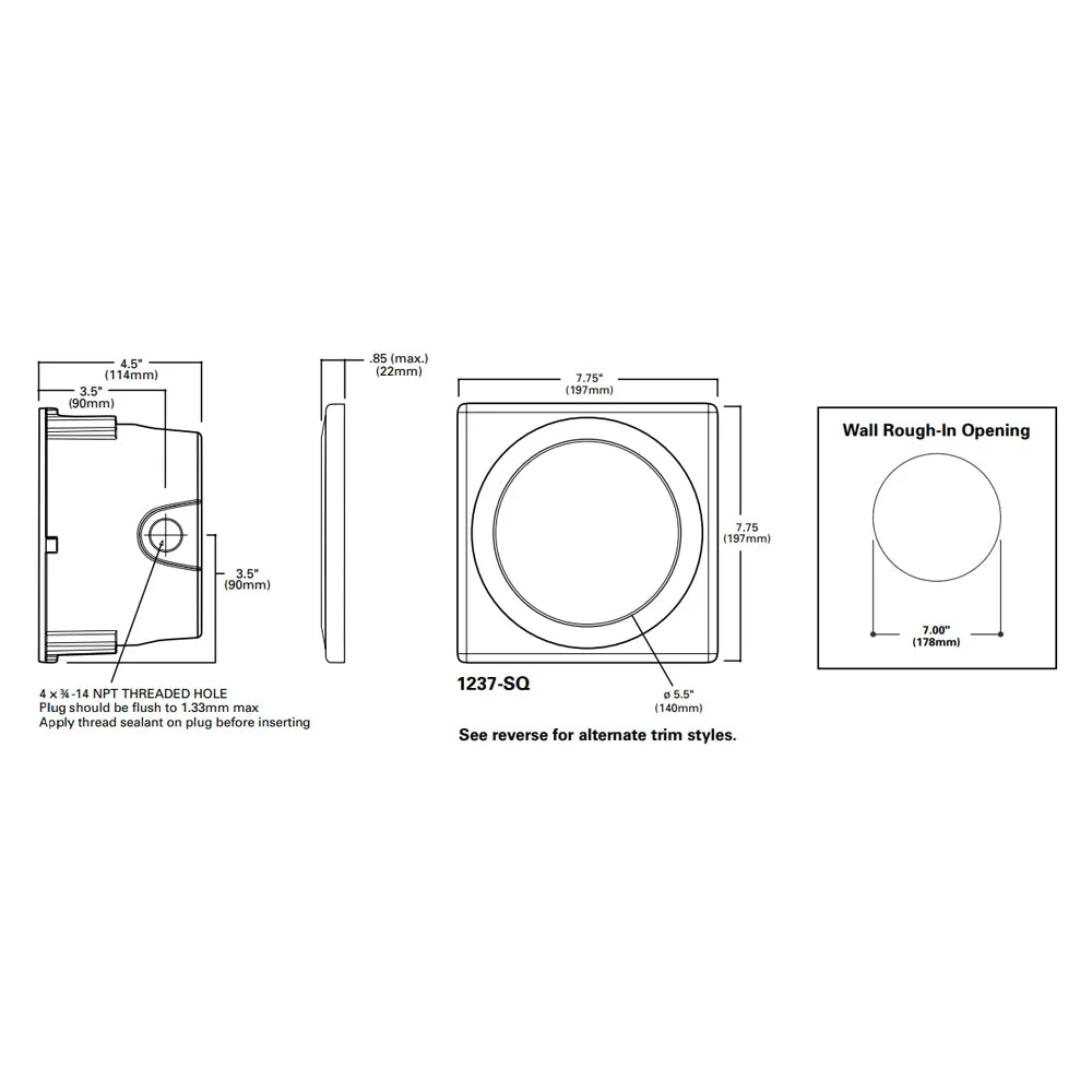 Lumiere Rio 1237-SQ 13W Compact Fluorescent Square Open Fascia Step Light