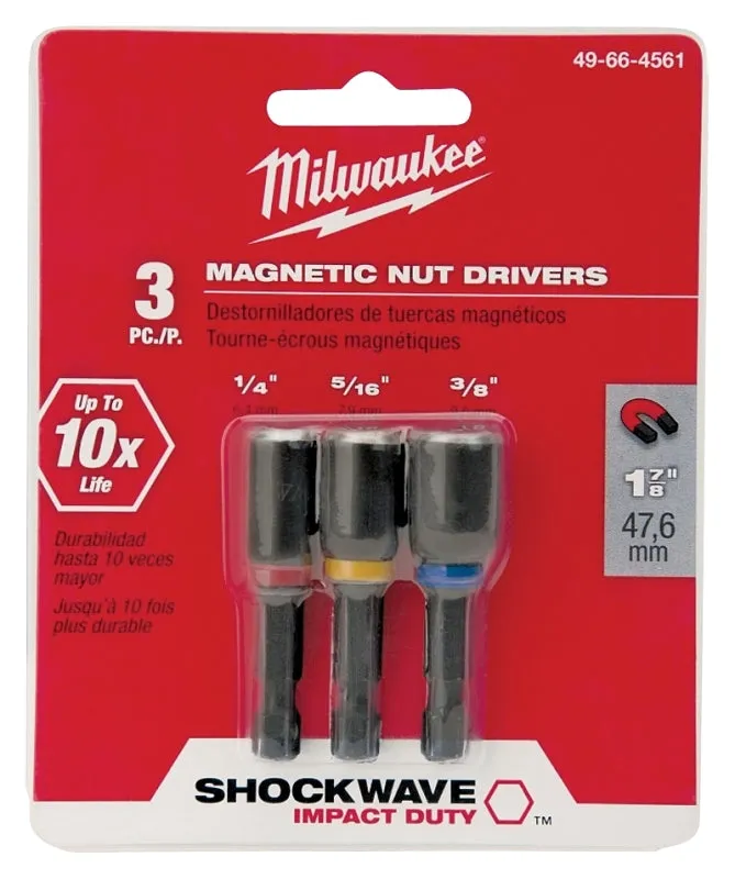 Milwaukee 49-66-4561 Nut Driver Set, 3-Piece, Magnetic, Steel :SET: QUANTITY: 1