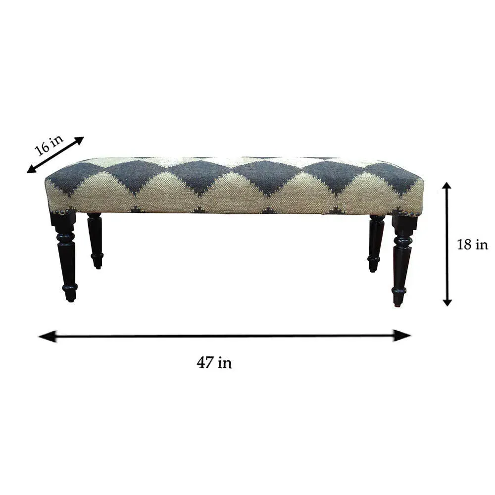 Modern Black and White Diamond 99036BLK Indoor Bench