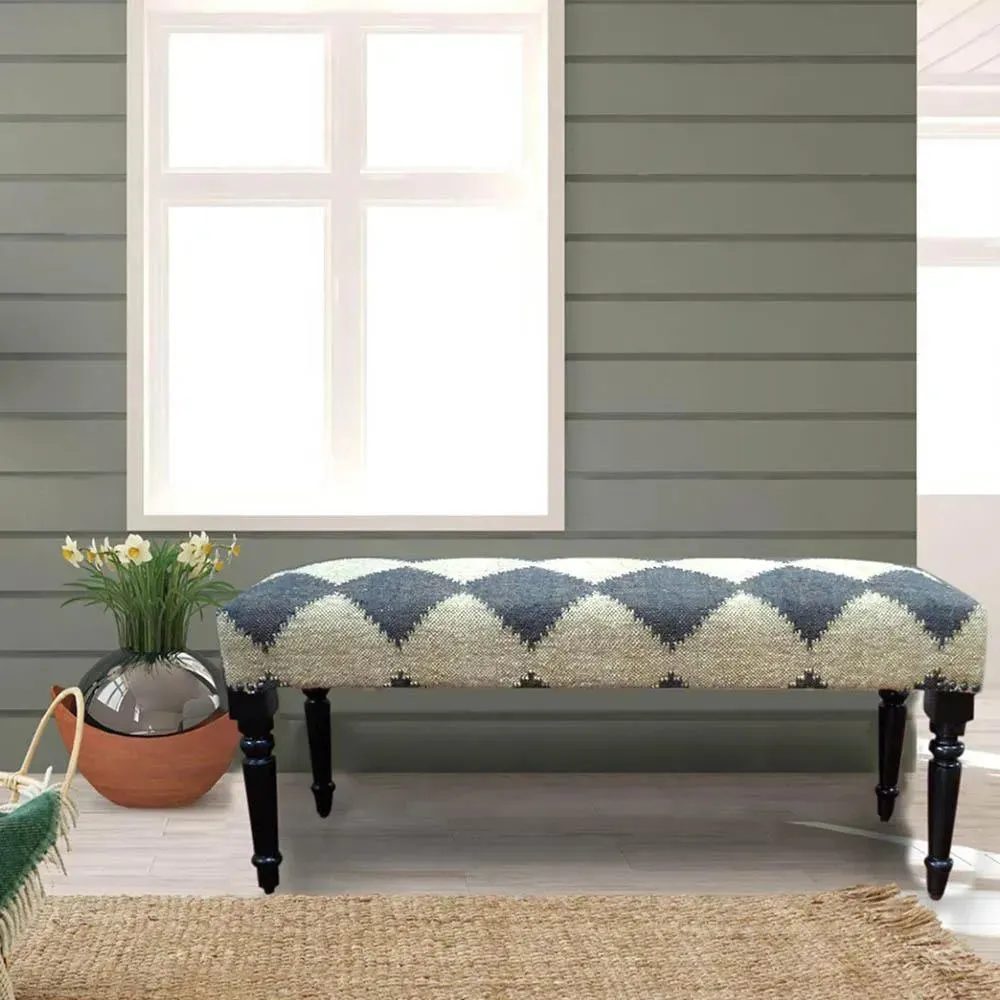 Modern Black and White Diamond 99036BLK Indoor Bench