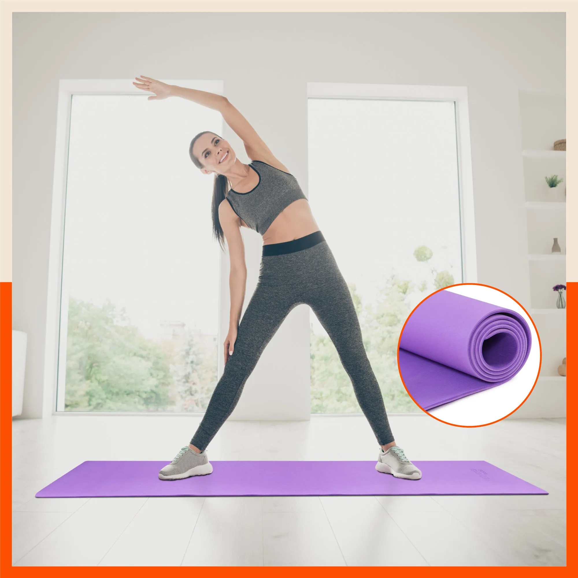 Moksh Premium Yoga Mat | Purple & Mauve (Size: 24” x 72” Thickness: 6mm)