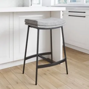 Open Box - Upholstered Counter Height Metal Barstool Feather Gray/Matte Black - Nathan James