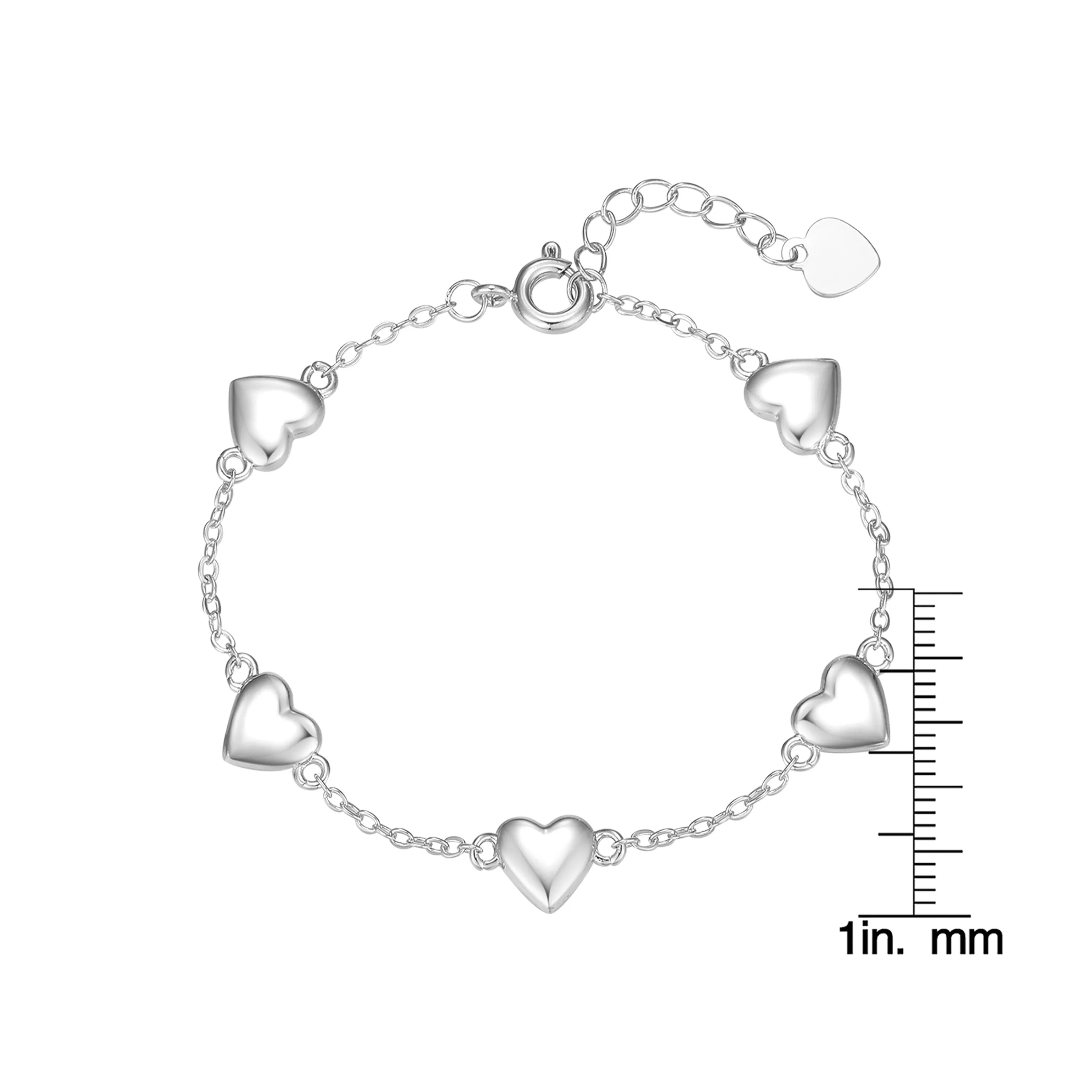 Puffed Heart Bracelet - Silver