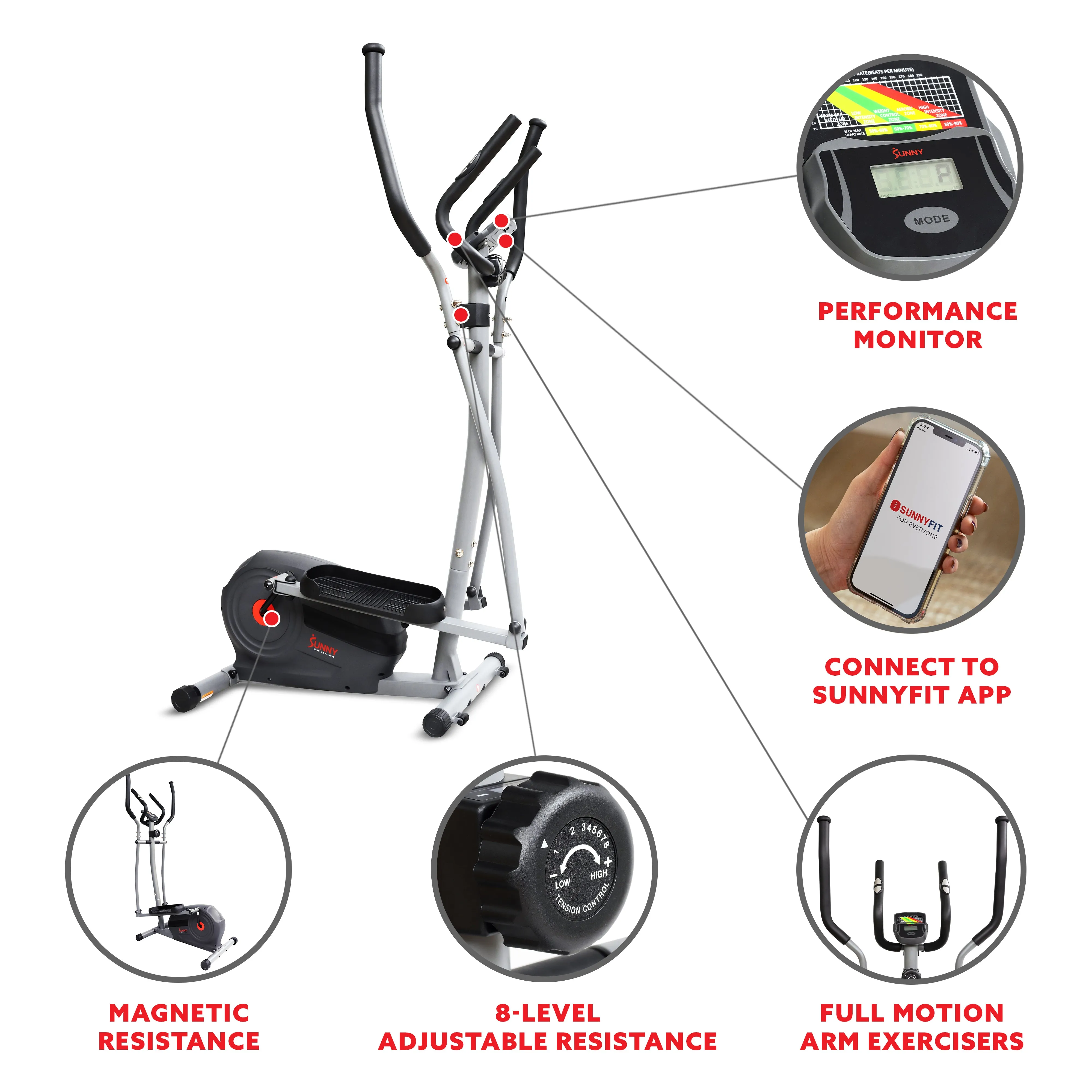 Smart Magnetic Elliptical with Exclusive SunnyFit® App Enhanced Bluetooth Connectivity