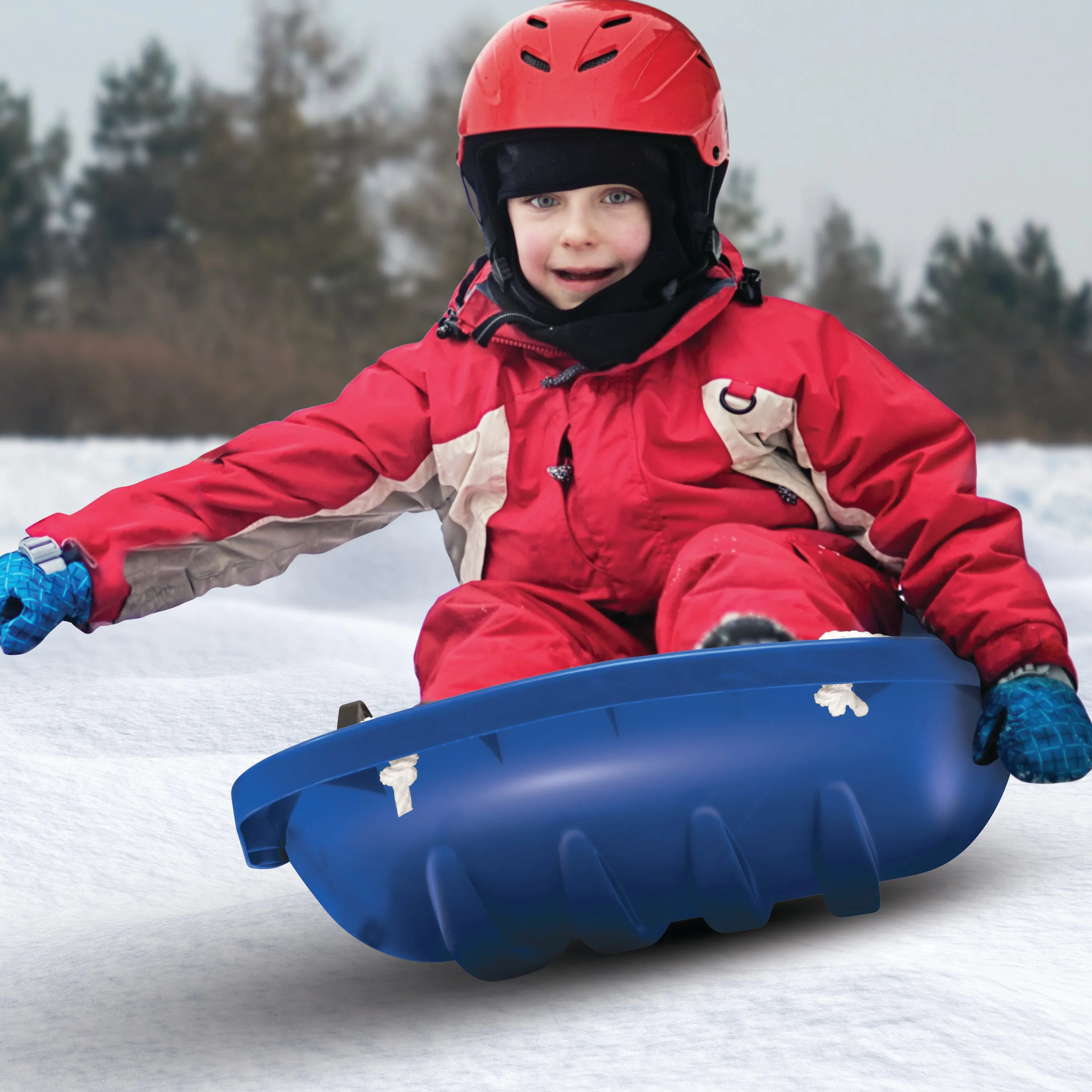 Snow Joe SJ-SLD34-SJB Snow Sled for Kids 4-8 | Fits 2 Riders | 34-inch (Blue)