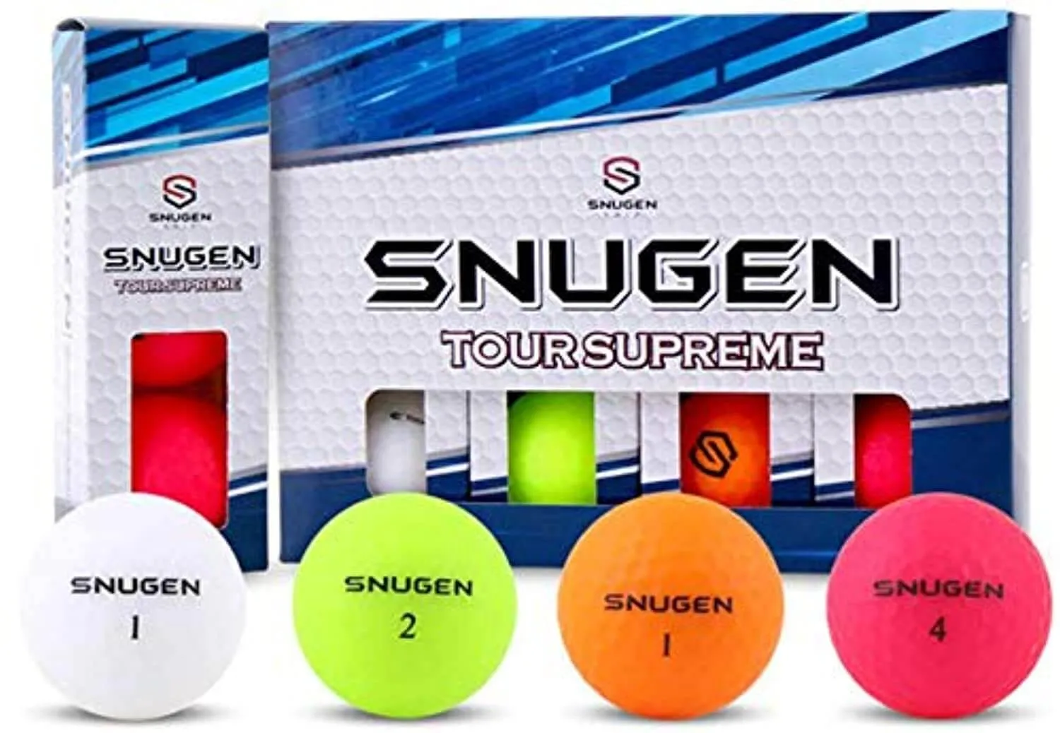 SNUGEN (TM Soft Feel Distance Golf Ball with Matte Finished Color, Long Distance Tour Ball,12 Ball Pack