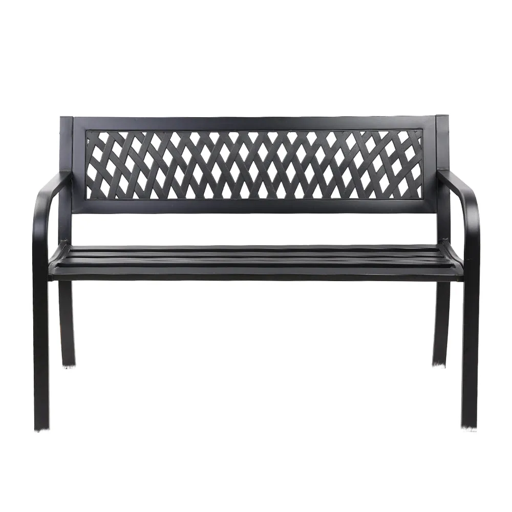 Steel Modern Garden Bench Outdoor Seating Patio Seat - Black